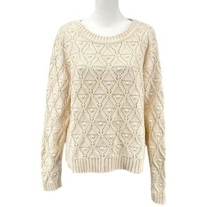 Tommy Hilfiger Diamond Knit Crew Neck Sweater, Ivory, Size XL